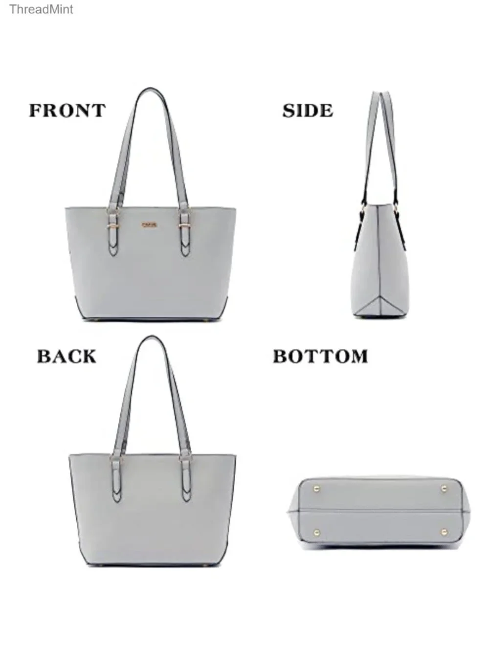 Faux Leather Tote Handbag Set with RFID Wallet & Cosmetic Bag